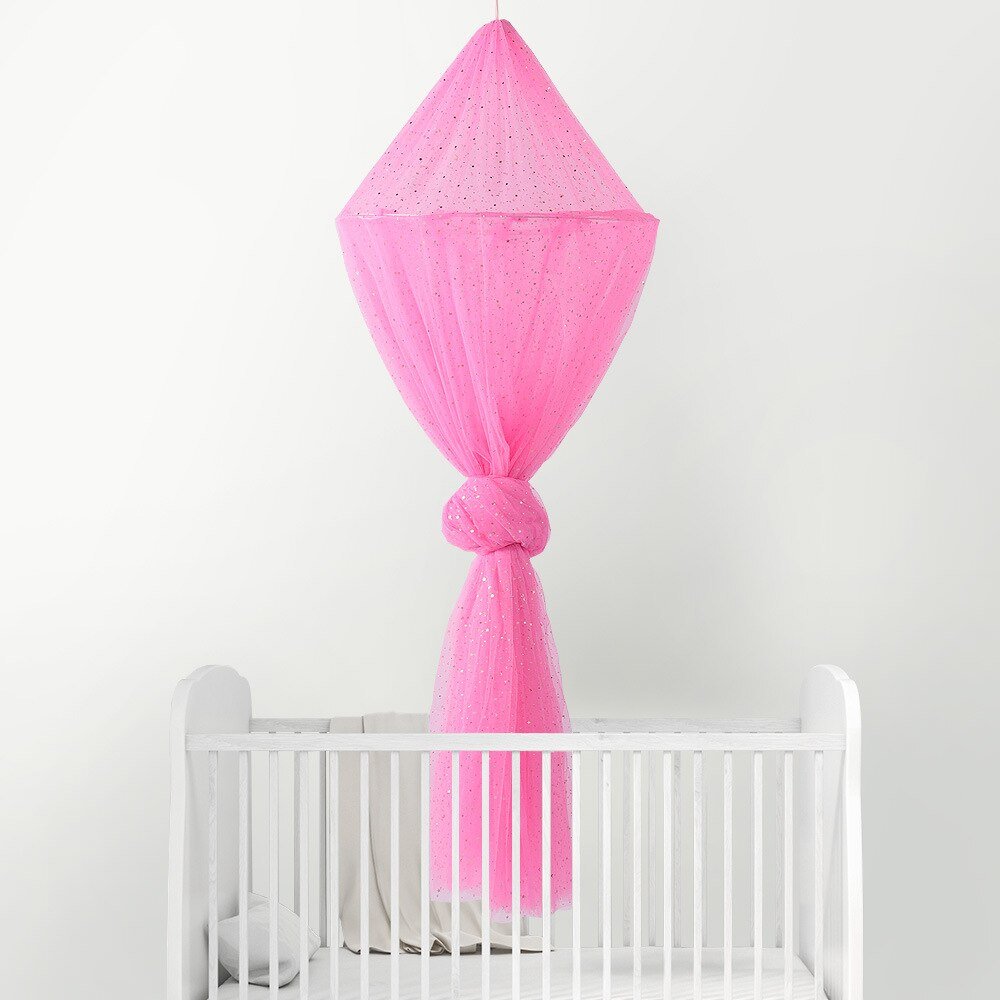accrocher ciel de lit rose princesse paillettes