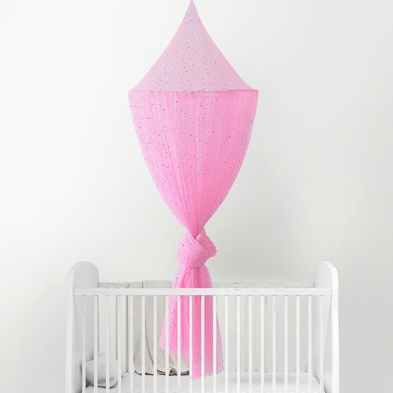 ciel de lit bébé de couleur rose pailletes