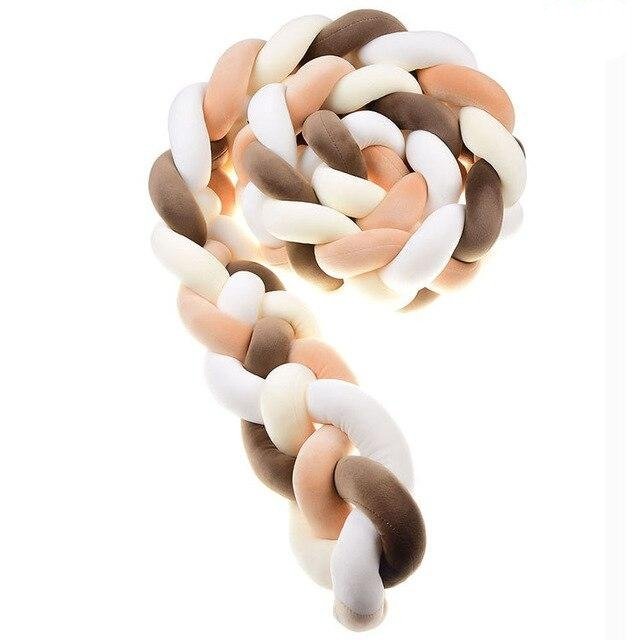 tour de lit tresse gris blanc marron