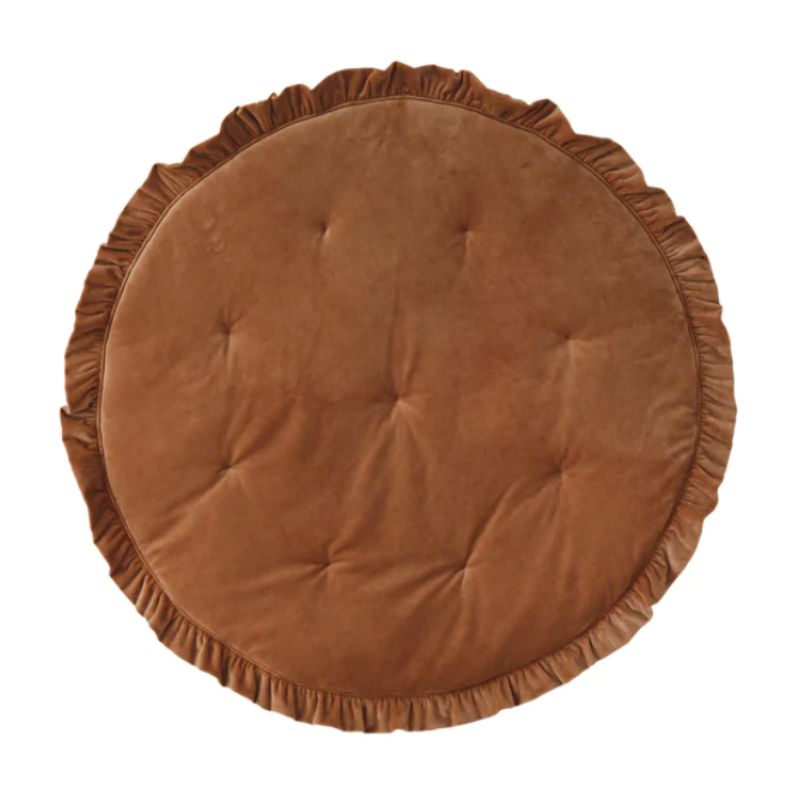 tapis bebe en velours caramel