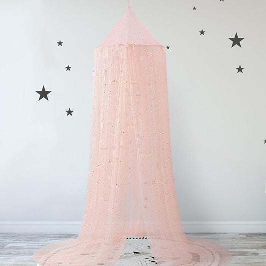 ciel de lit bébé pêche avec pailletes