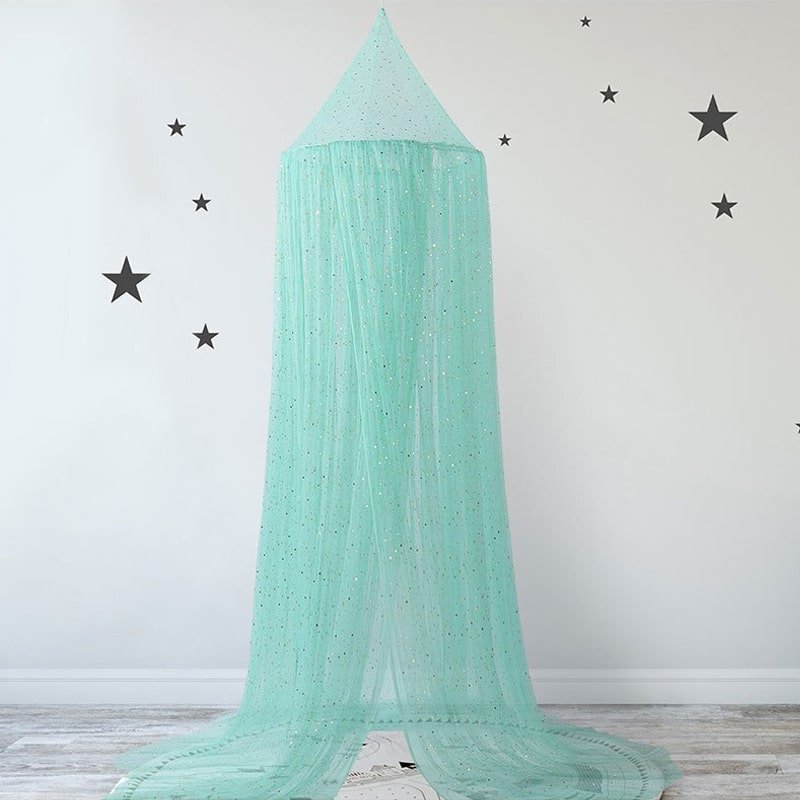 ciel de lit vert paillete