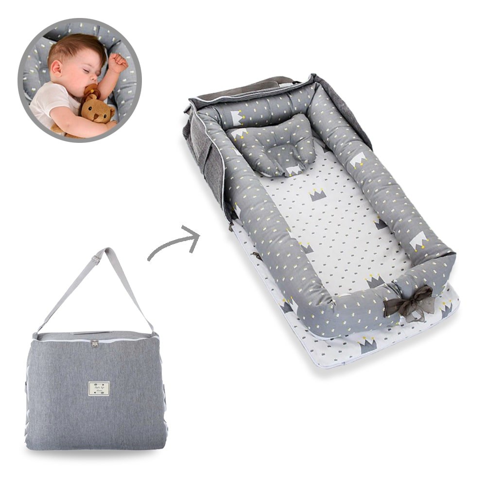 matelas à langer portable gris couronne