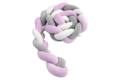 Tour de lit bébé tresse blanc gris violet