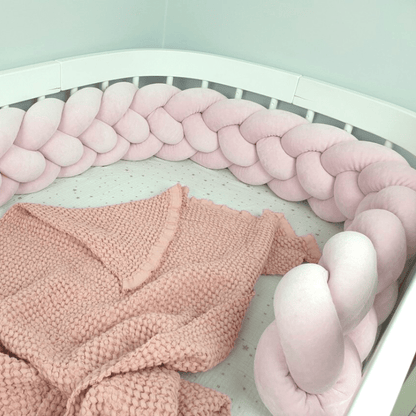 tour de lit tressé rose 4 bandes